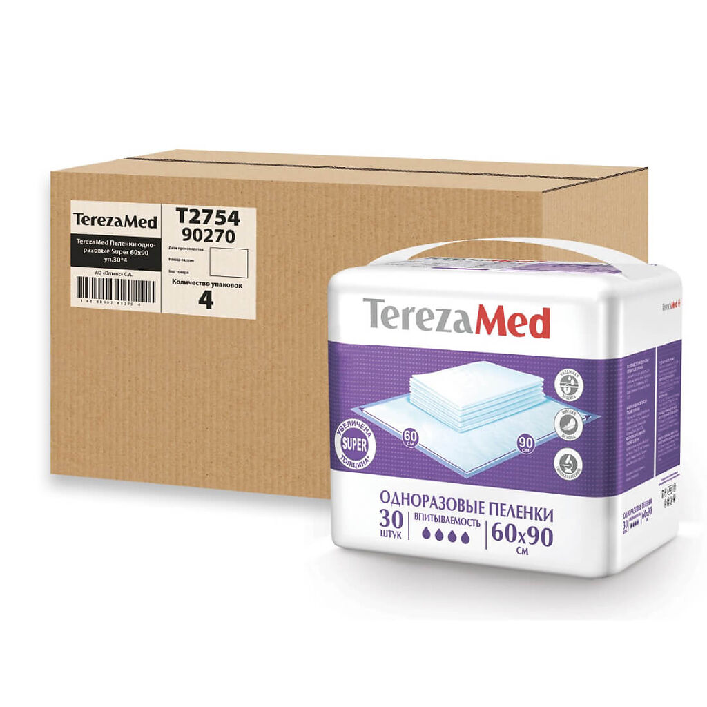 

Пеленки одноразовые TerezaMed super 60x90 120 шт.