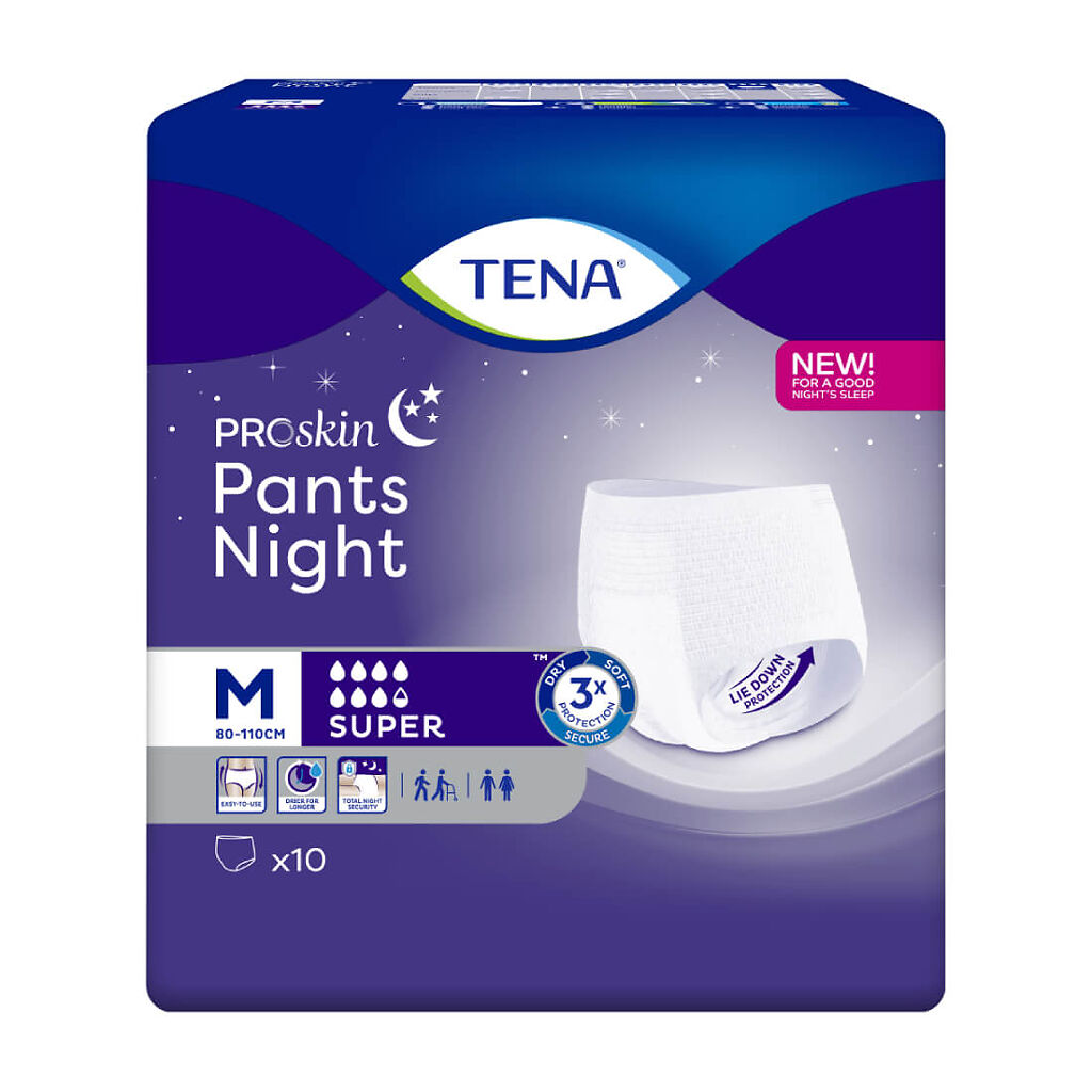 Купить Подгузники для взрослых трусы Tena Pants Night Super р.М 80-110 см 10 шт.