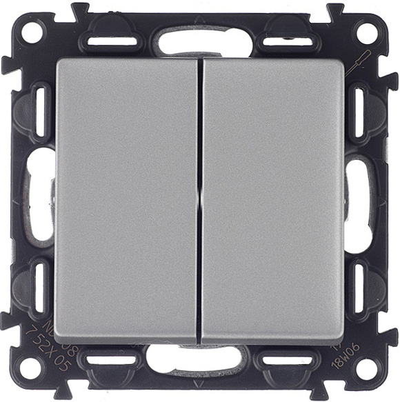 

LEGRAND Valena Life 752608 переключатель проходной с/у двухклавишный алюминий, Серебристый, LEGRAND Valena Life 752608 переключатель проходной с/у двухклавишный алюминий