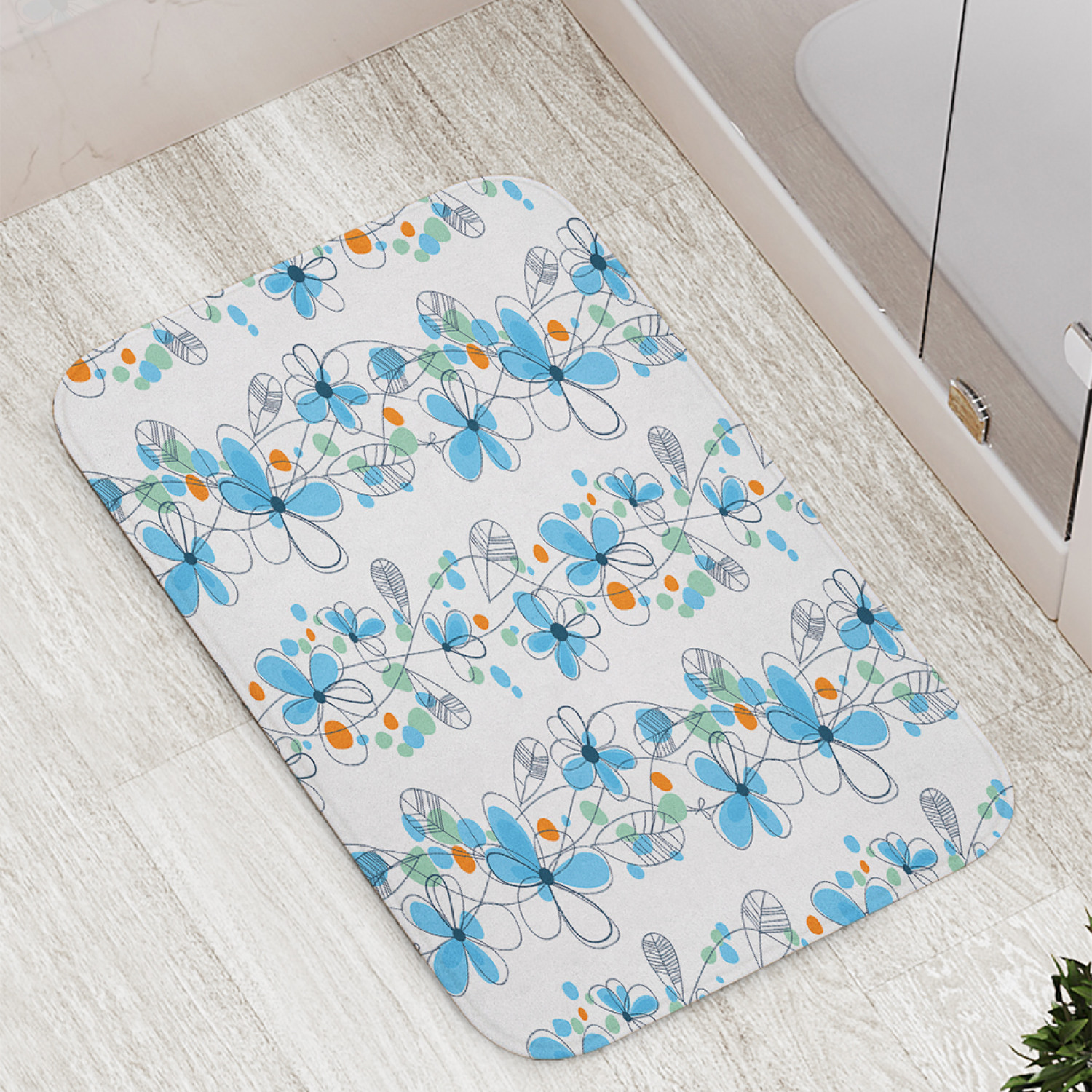 

Коврик противоскользящий JoyArty "Цветочные контуры" для ванной, сауны, бассейна, 77х52 см, Цветочные контуры