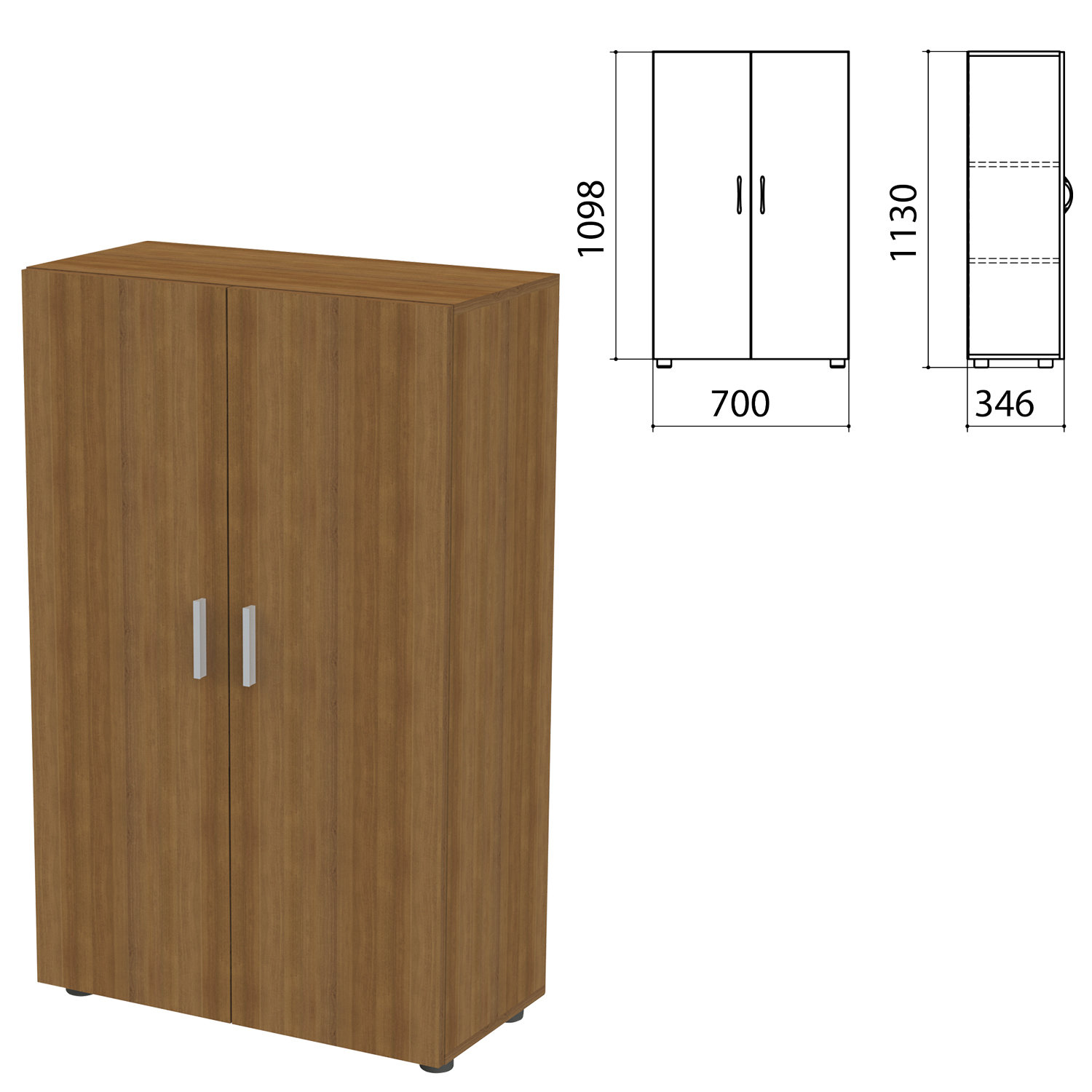 фото Шкаф закрытый "канц", 700х350х1130 мм, цвет орех пирамидальный (комплект) nobrand