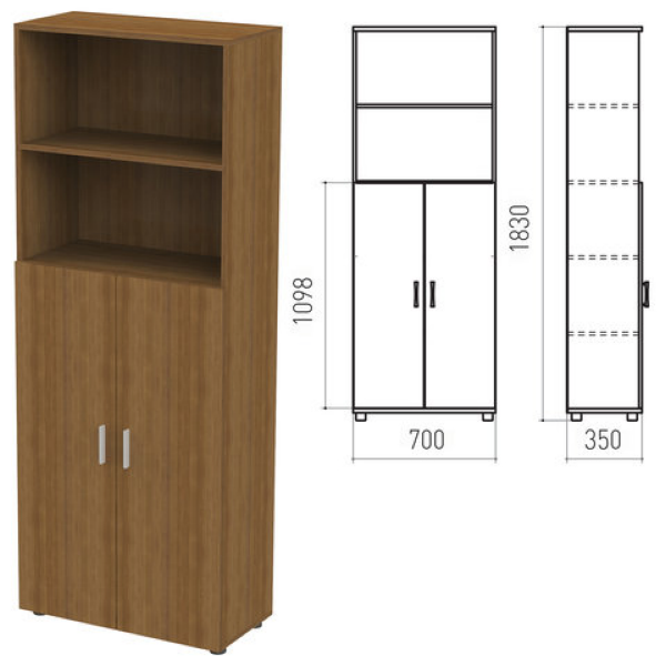 

Шкаф полузакрытый "Канц", 700х350х1830 мм, цвет орех пирамидальный (КОМПЛЕКТ), Коричневый