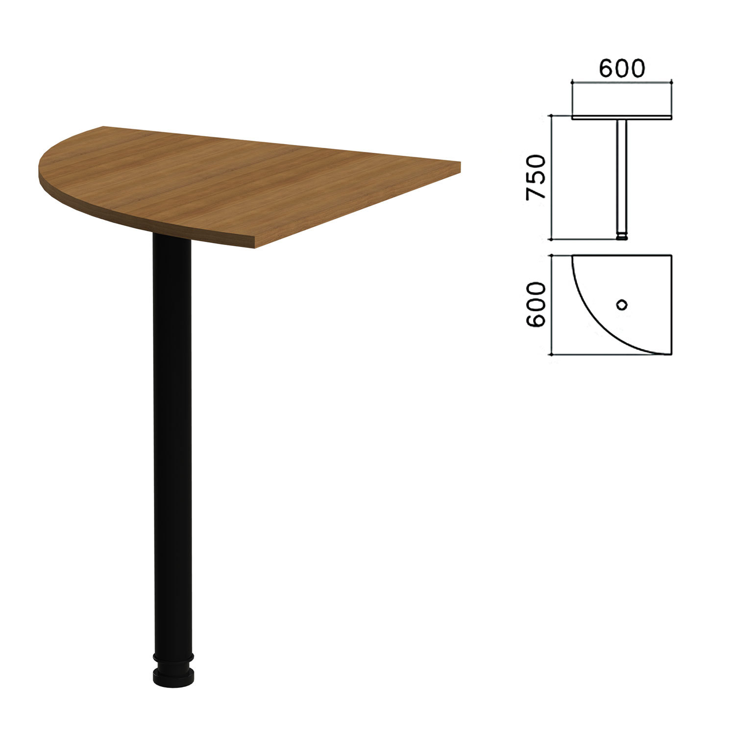 фото Стол приставной угловой "канц", 600х600х750 мм, цвет орех пирамидальный (комплект) nobrand