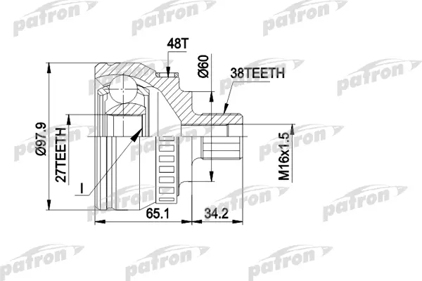 

ШРУС наружн к-кт 38x60x27 ABS:48T VW: SHARAN PATRON PCV1389