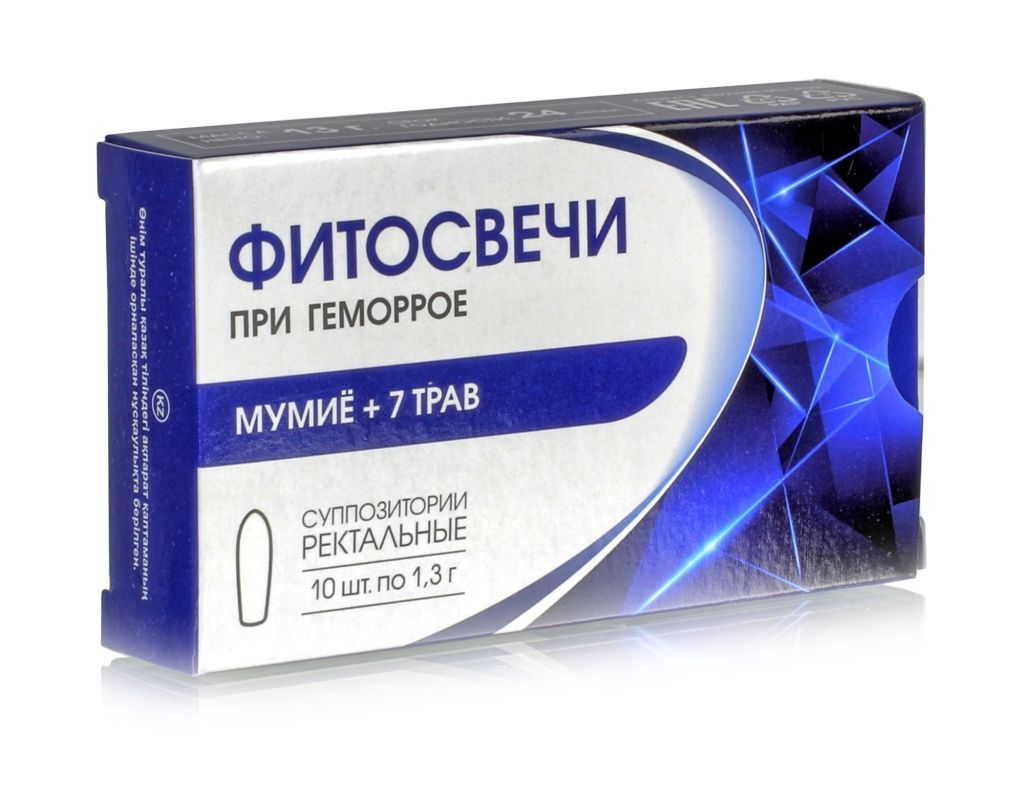 

Фитосвечи "Мумие+7трав" при геморрое 10шт по 1,3г., Белый
