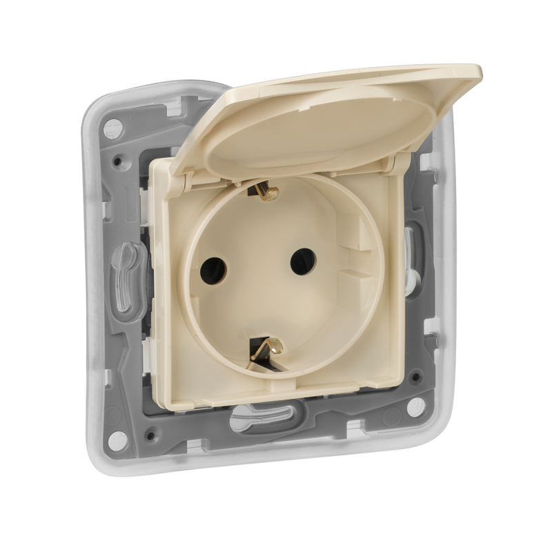 

Legrand Etika Сл.кость Розетка с/з IP 44 с крышкой и шторками, авт.клеммы,16А 672332, Белый