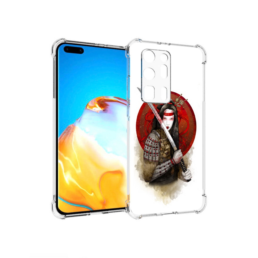 

Чехол MyPads Tocco для Huawei P40 Pro+ рисованная девушка с катаной, Прозрачный, Tocco