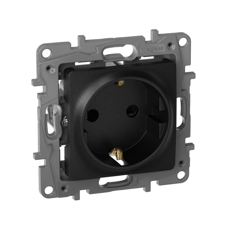 

LEGRAND Etika 672622 розетка электрическая с/у с заземлением со шторками антрацит