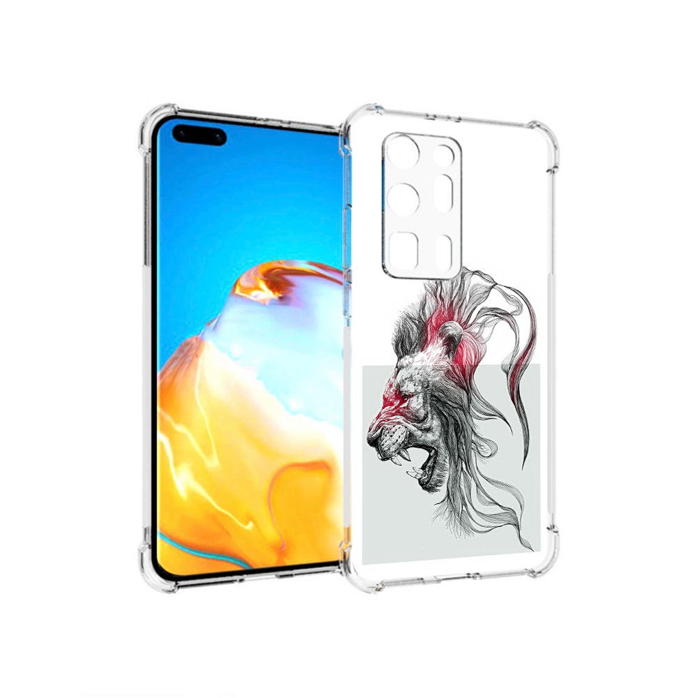 

Чехол MyPads Tocco для Huawei P40 Pro+ разъяренный лев, Прозрачный, Tocco