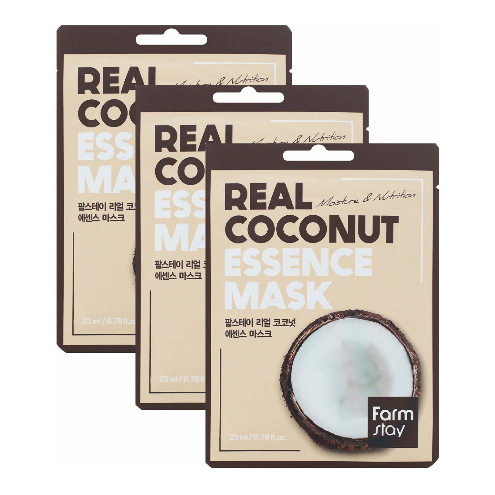 

Маска для лица FarmStay С экстрактом Какоса 3шт 23 мл, armStay_Real_Coconout_Essence_Mask