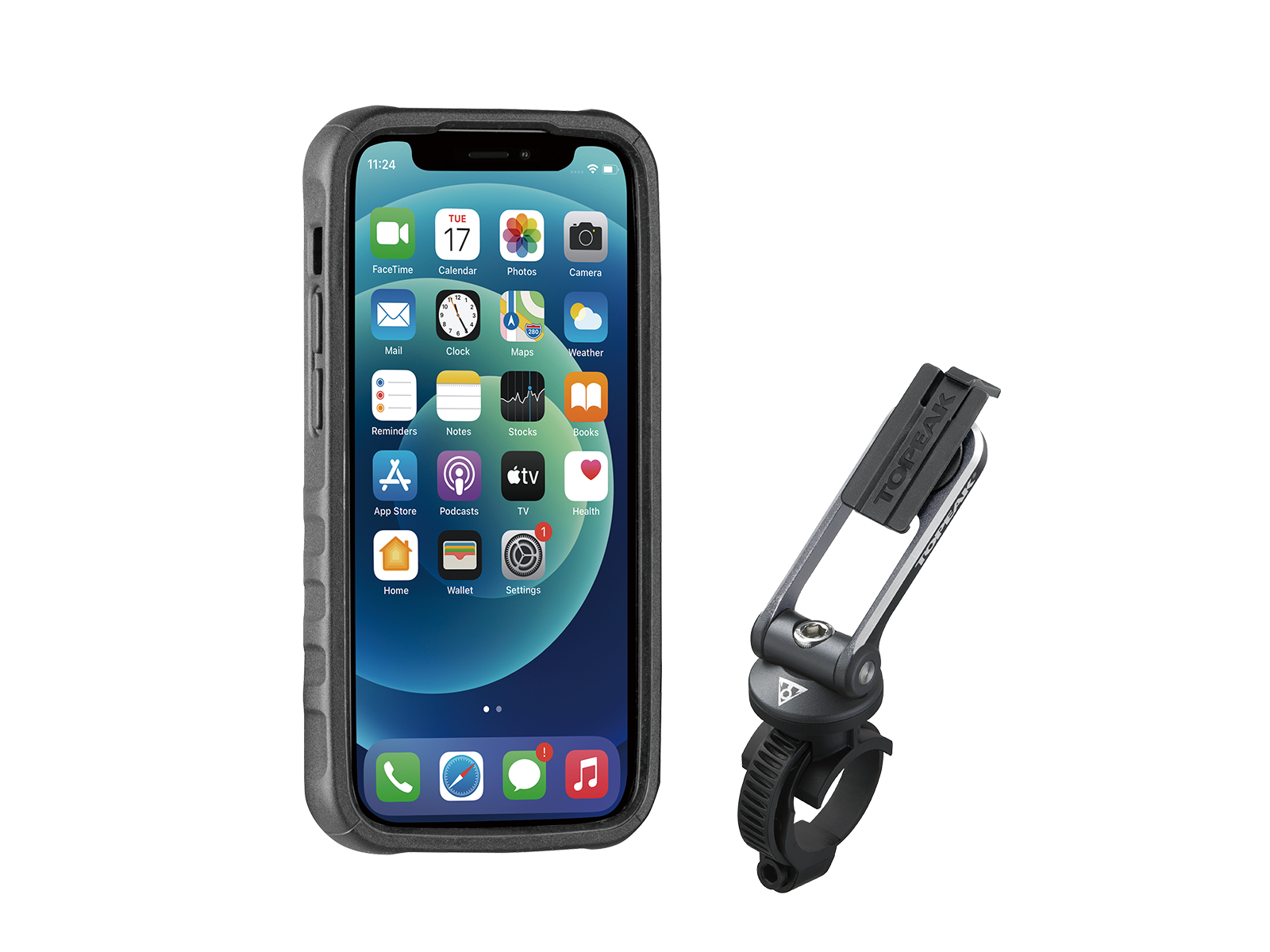 TOPEAK RIDECASE W/MOUNT WORKS WITH iPHONE 12 MINI BLACK/GRAY чехол c креплением