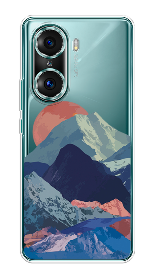 

Чехол на Honor 60 Pro "Закат в снежных горах", Красный;серый;голубой, 6106750-2