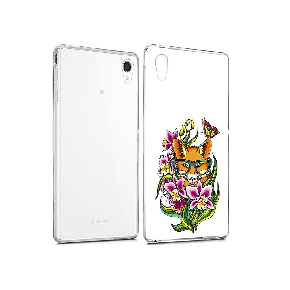 

Чехол MyPads Tocco для Sony Xperia M4 Aqua Лиса в цветах (PT41841.249.108), Прозрачный, Tocco