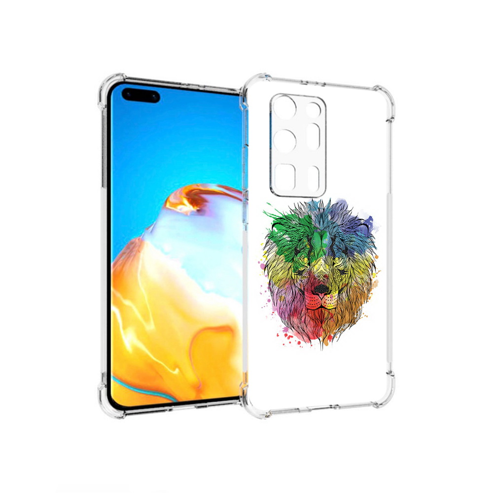 

Чехол MyPads Tocco для Huawei P40 Pro+ разноцветный гордый лев, Прозрачный, Tocco