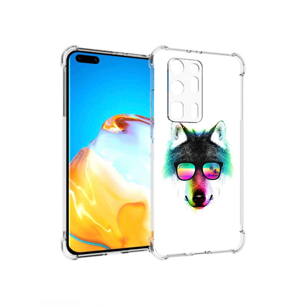 

Чехол MyPads Tocco для Huawei P40 Pro+ радужный волк, Прозрачный, Tocco