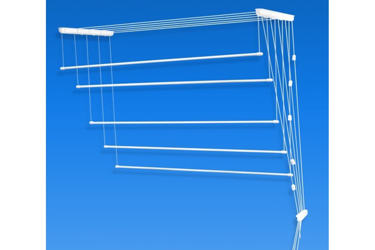 Лиана Сушилка для белья 2,4 м белая 5 веревок потолочная 00000857