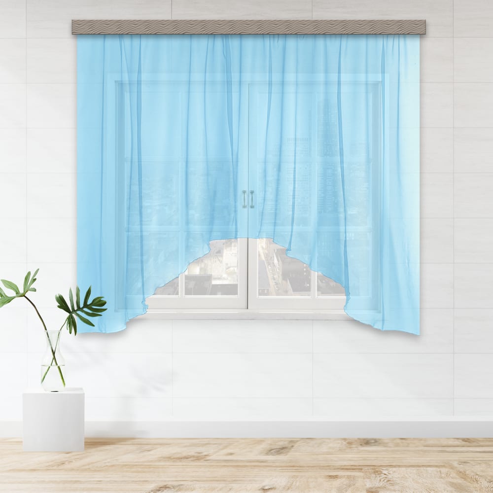 witerra штора для кухни вуаль-однотонная арка 285x160 голубой 104280