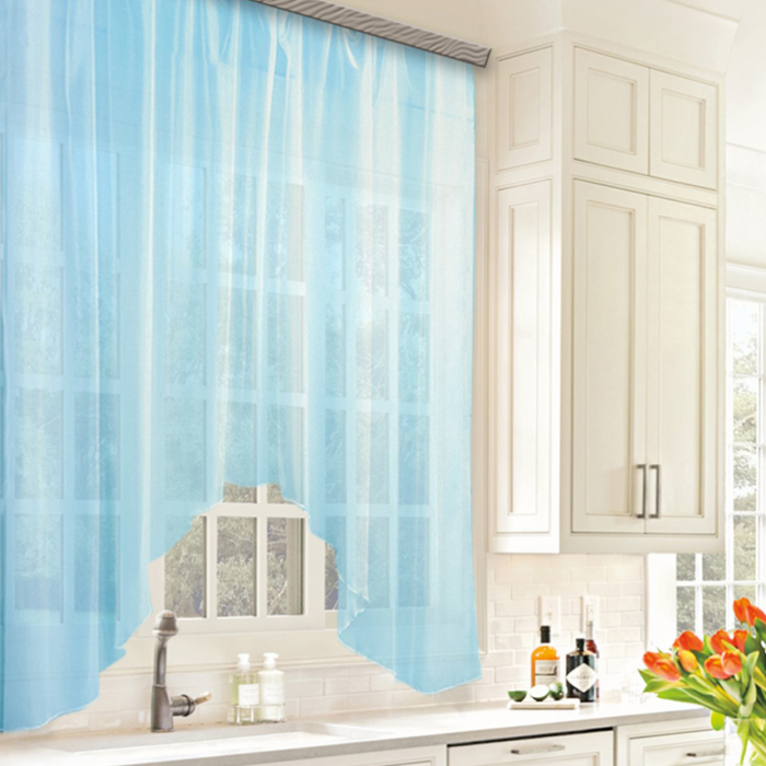 

witerra штора для кухни вуаль-однотонная арка 285x160 голубой 104280