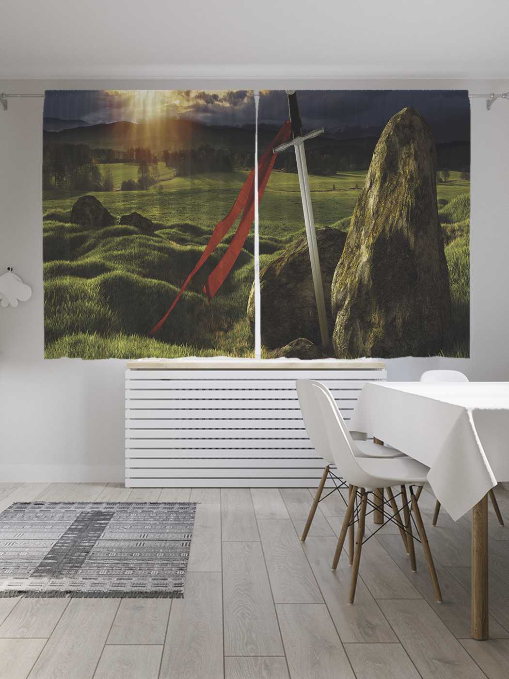 

Шторы JoyArty с фотопечатью "Меч Артура" из сатена, 290х180 см, Меч Артура