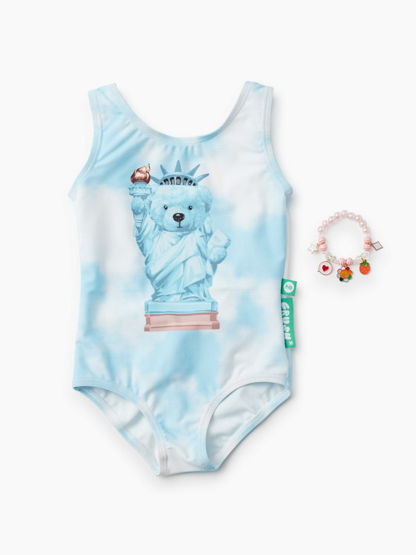 фото Купальник слитный для девочек happy baby 50658 голубой 122