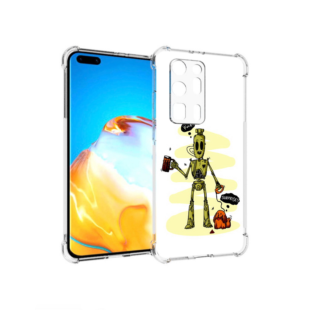 

Чехол MyPads Tocco для Huawei P40 Pro+ прикольный робот, Прозрачный, Tocco