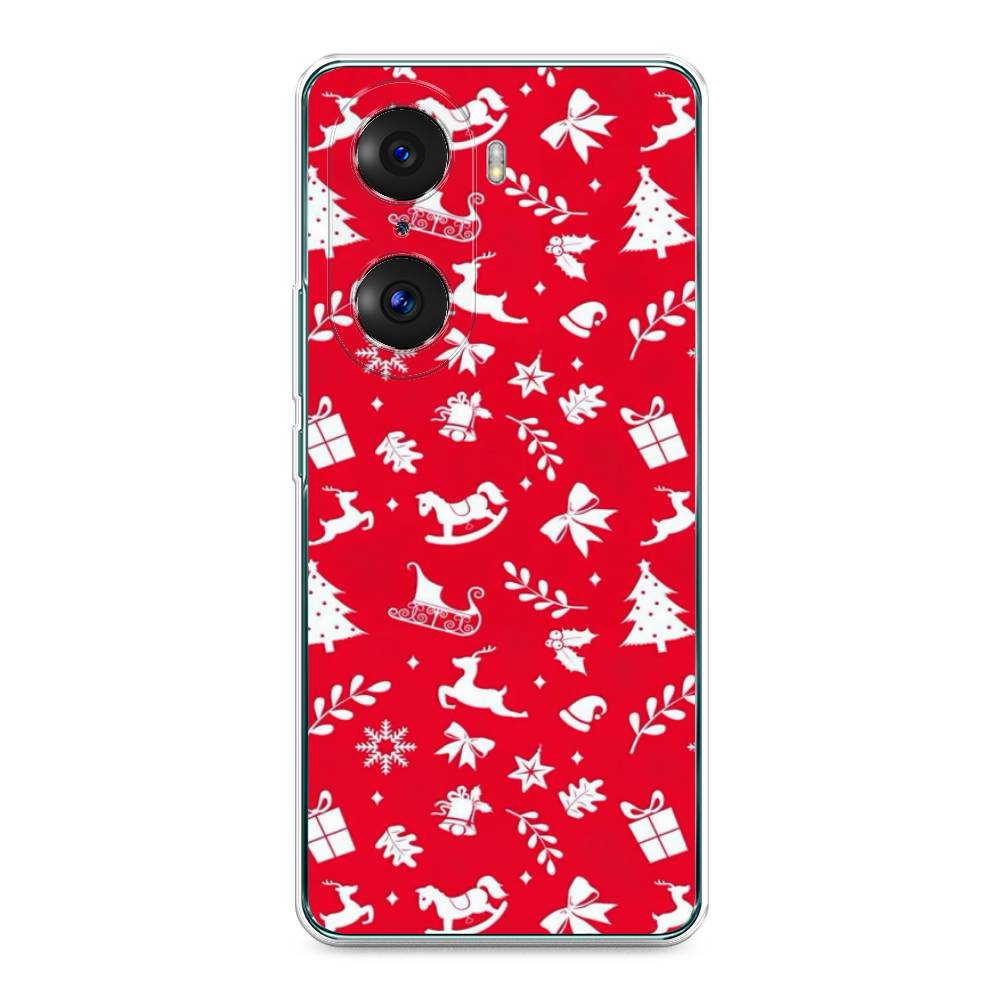 

Чехол на Honor 60 Pro "Красный новогодний фон", Красный;белый, 6106750-5