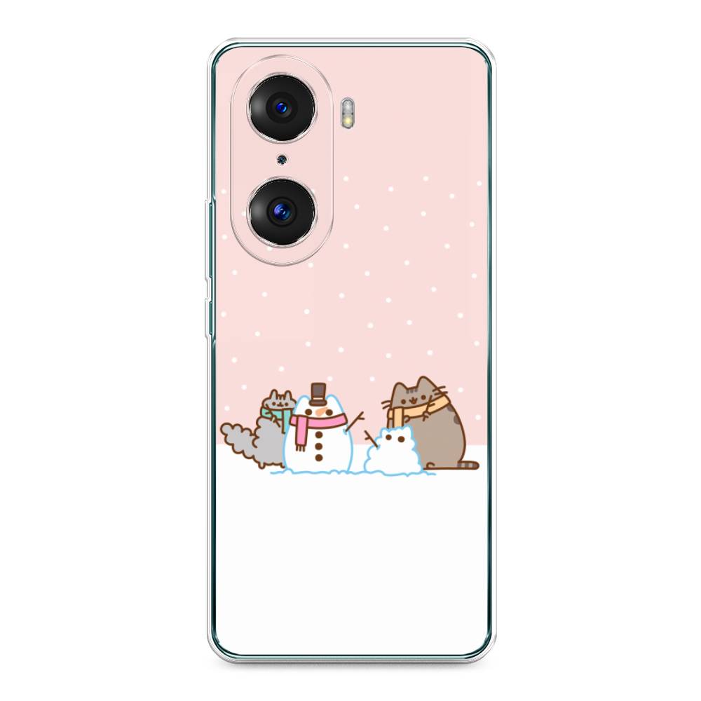 

Чехол на Honor 60 Pro "Котики в снегу", Розовый;белый;серый, 6106750-5
