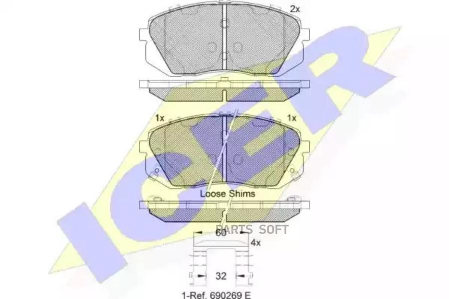 

Колодки Передние Hyundai Ix35/Kia Sportage Iii /Type Mando Icer 181826-201 Icer арт. 18182