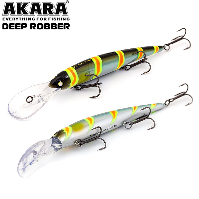 

Воблер Akara Deep Robber 120F 19 гр 2/3 oz 4,7 in A106, Разноцветный, Deep Robber