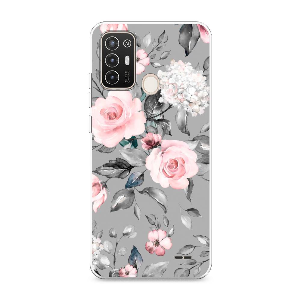 

Силиконовый чехол "Розы на сером" на ZTE Blade A52, 136250-8
