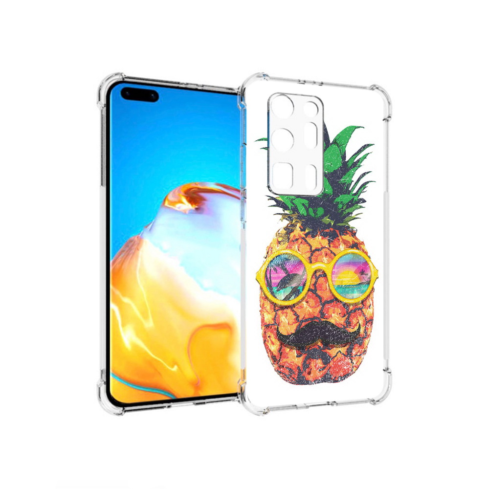 

Чехол MyPads Tocco для Huawei P40 Pro+ прикольный ананас с лицом, Прозрачный, Tocco