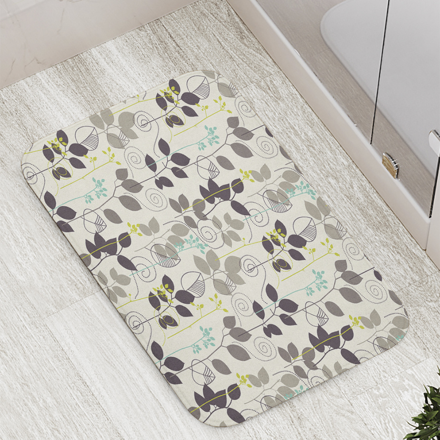 

Коврик противоскользящий JoyArty "Упрощенная ботаника" для ванной, сауны, бассейна,77х52см, Упрощенная ботаника