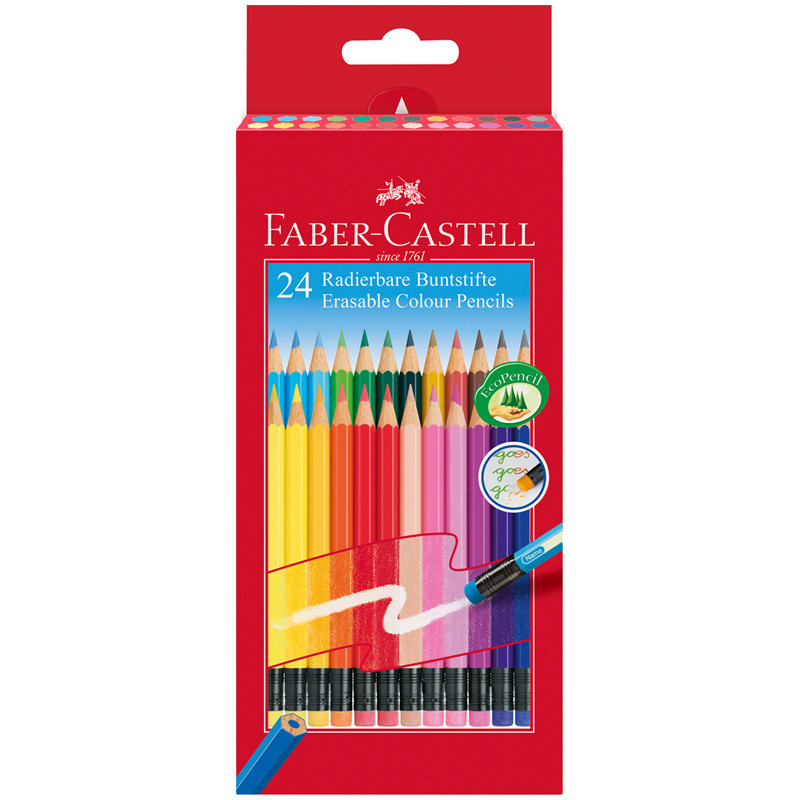 

Карандаши цветные "Faber-Castell", 24 цвета, Голубой;зеленый;желтый;серый;оранжевый;красный;розовый;фиолетовый;синий