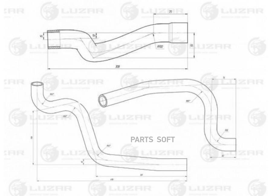 LUZAR Кмпл патрубков охл. для ам Лада 2190 Гранта АКПП (EPDM, 2шт.) (LPK 01192)