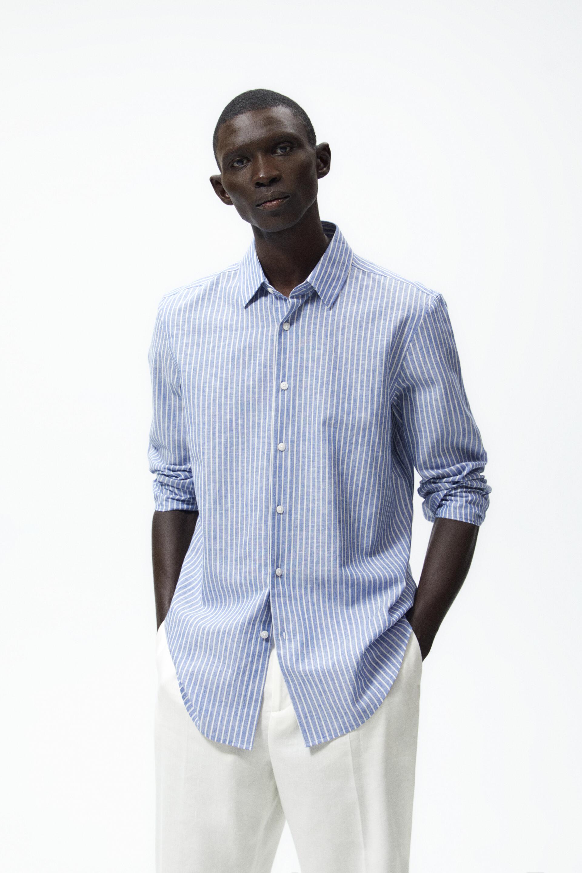 

Рубашка мужская ZARA 02688230 голубая L (доставка из-за рубежа), 02688230