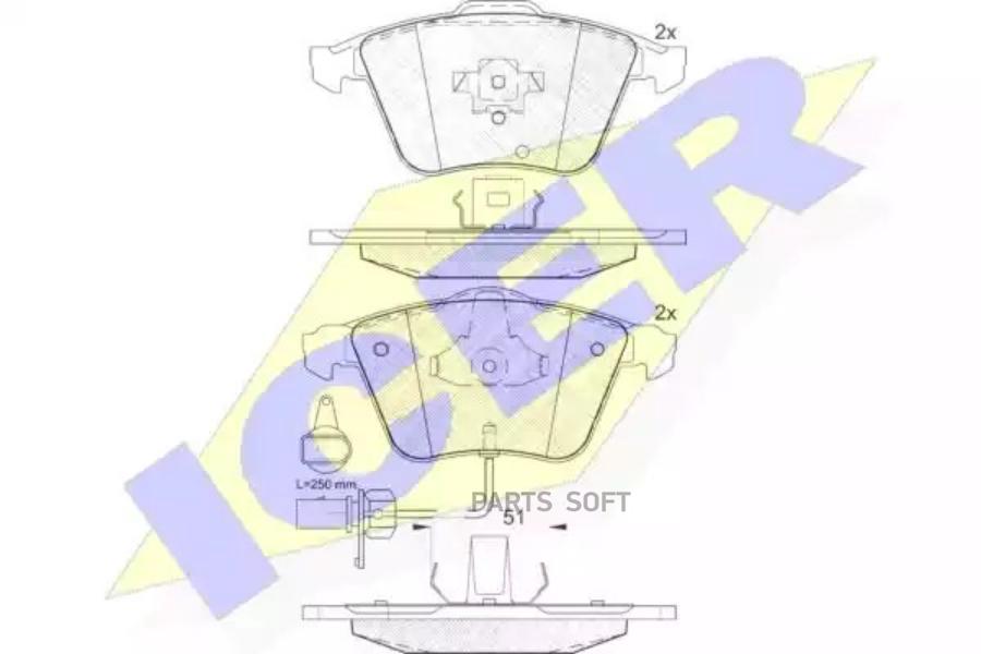 

Колодки Передние Ad A4/A6/A8 Icer 181654 Icer арт. 181654