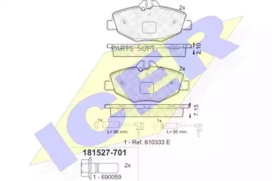 

Колодки Передние Mb W211/S211 1.8...3.2l Icer 181527-701 Icer арт. 181527-701