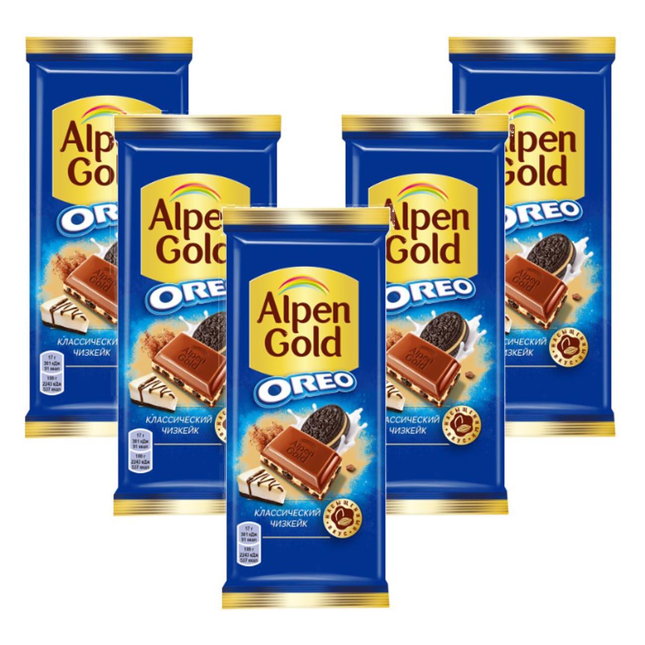 

Молочный шоколад ALPEN GOLD OREO, Классический Чизкейк, Флоу-пак, 5шт.*90гр