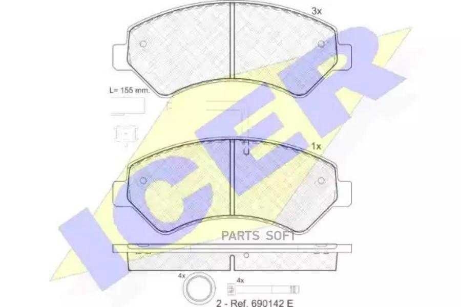 

Колодки Передние Peugeot Boxer 06- Icer 141836 Icer арт. 141836