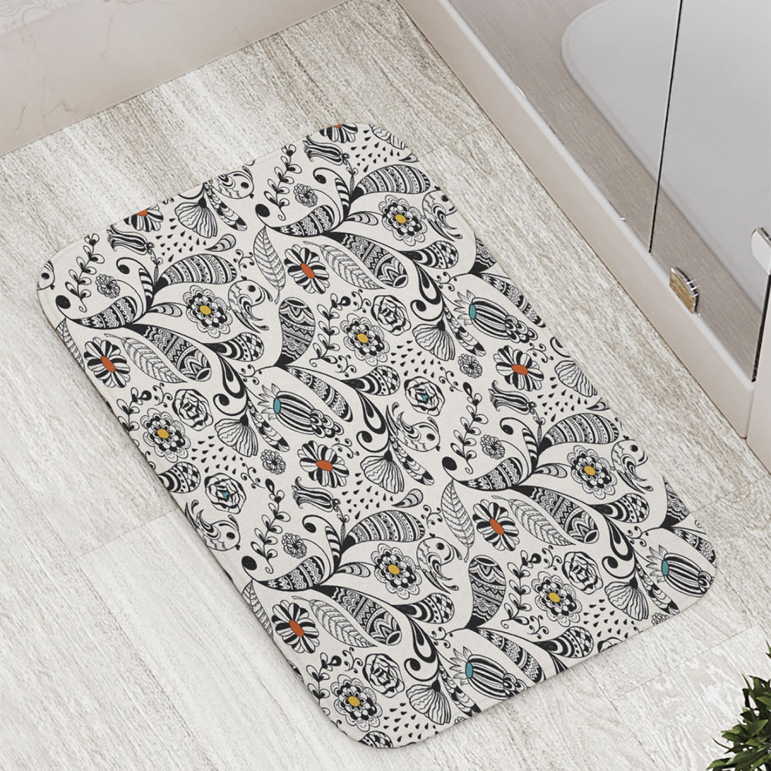 

Коврик противоскользящий JoyArty "Цветочные пейсли" для ванной, сауны, бассейна, 77х52 см, Цветочные пейсли