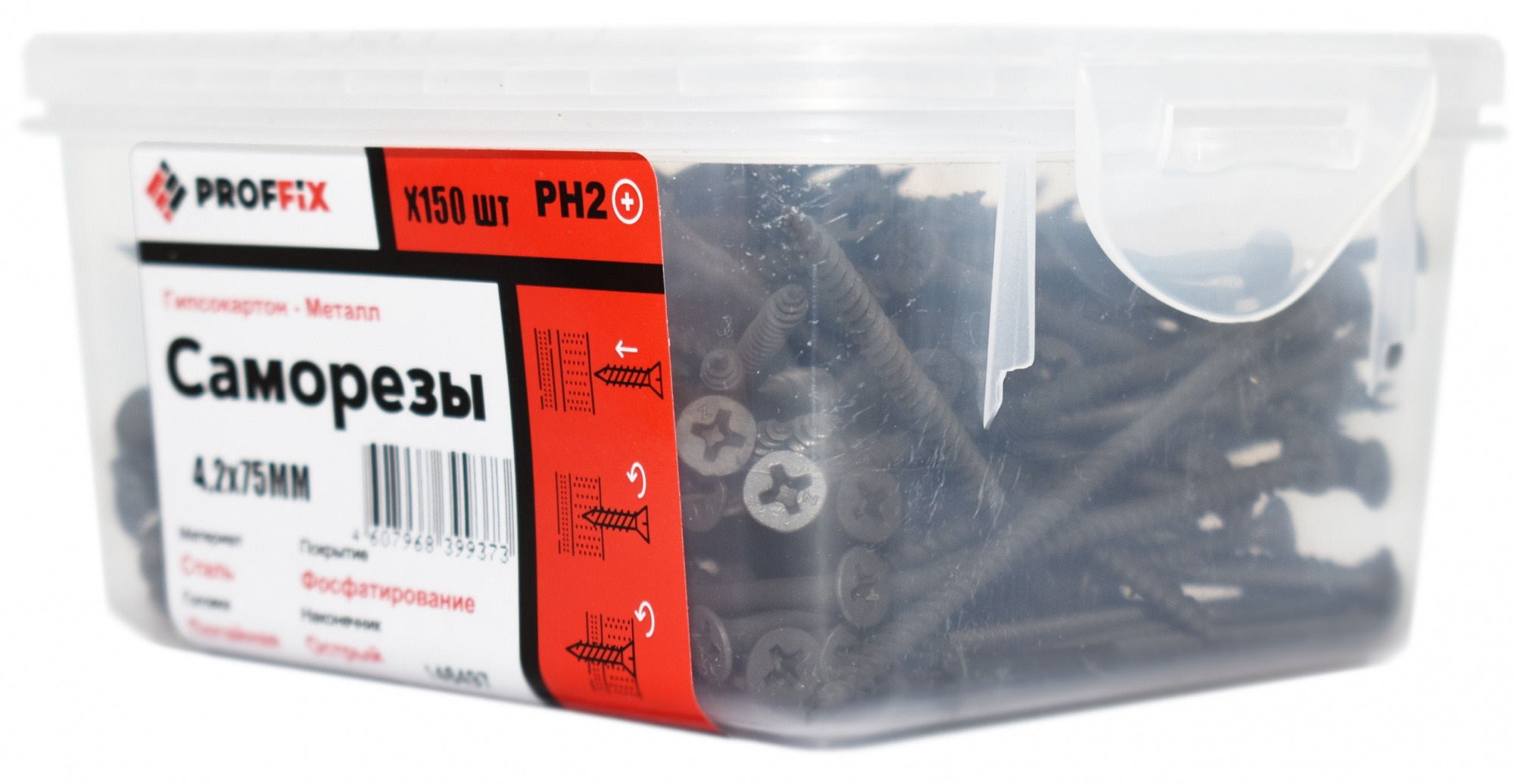 

Саморез PROFFIX ГМ гипсокартон-металл 4,2х75 (150 шт) 146497