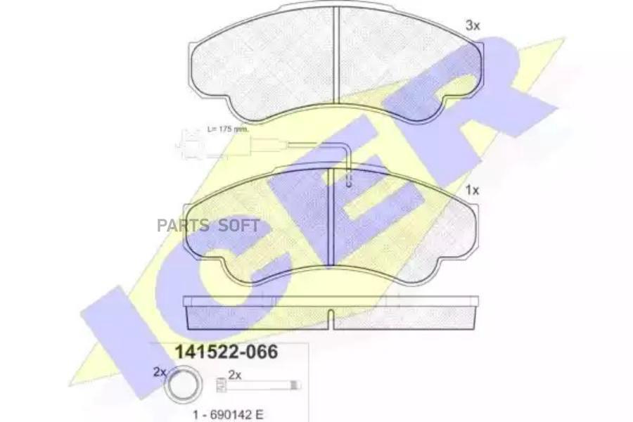 

Колодки Передние Citroen Jumper/Fiat Ducato/Peugeot Boxer 94-02 Icer 141522 Icer арт. 1415