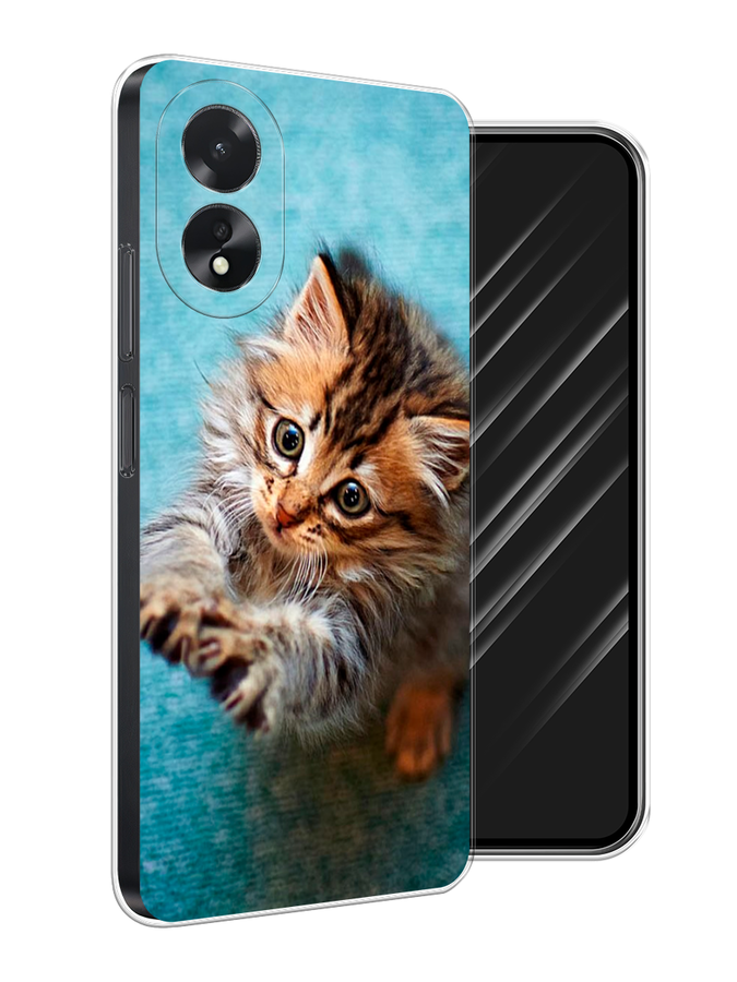 

Чехол Awog на Oppo A38 "Котенок просит есть", Бирюзовый;коричневый;белый, 2515350-1