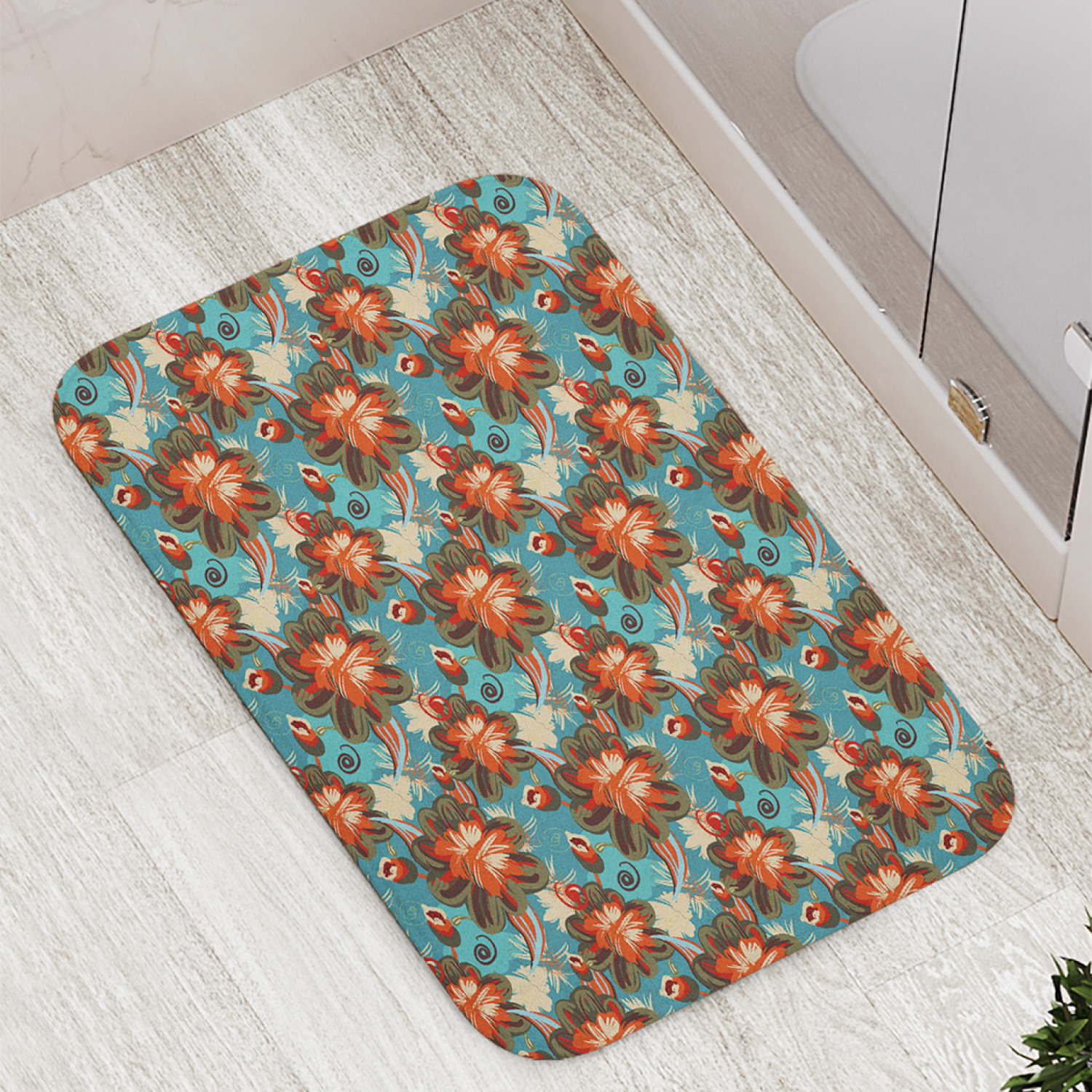 

Коврик JoyArty "Цветочное полотно ретро" для ванной, сауны, бассейна, 77х52 см, Цветочное полотно ретро