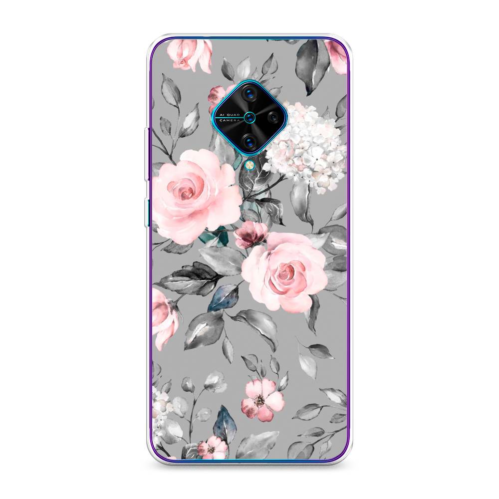 фото Силиконовый чехол "розы на сером" на vivo y9s awog