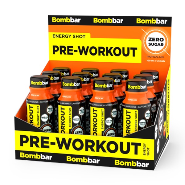 

Предтренировочный комплекс BOMBBAR Pre-Workout, Тропик, 12шт по 100мл, Pre-Workout