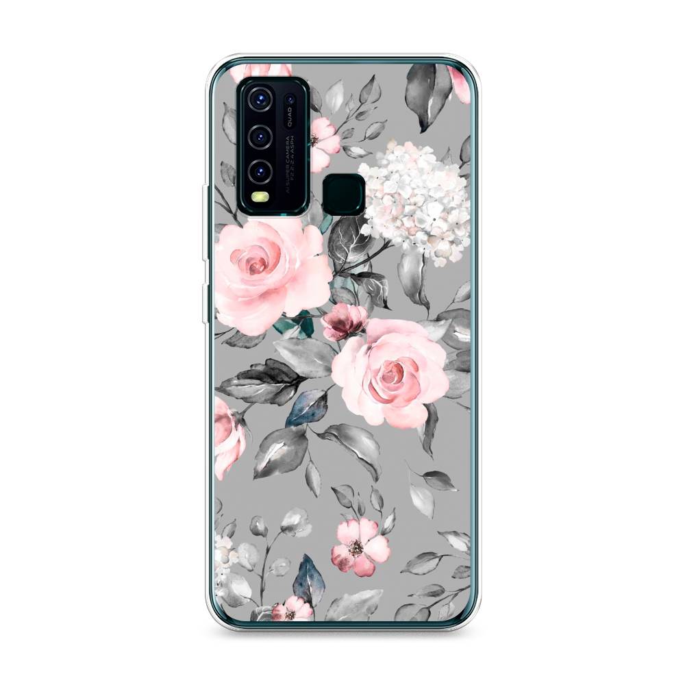 

Силиконовый чехол "Розы на сером" на Vivo Y50, 262650-8