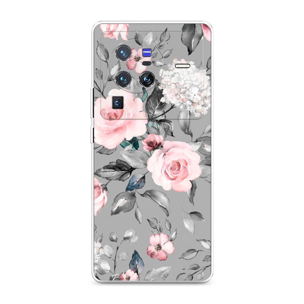 фото Силиконовый чехол "розы на сером" на vivo x80 pro awog