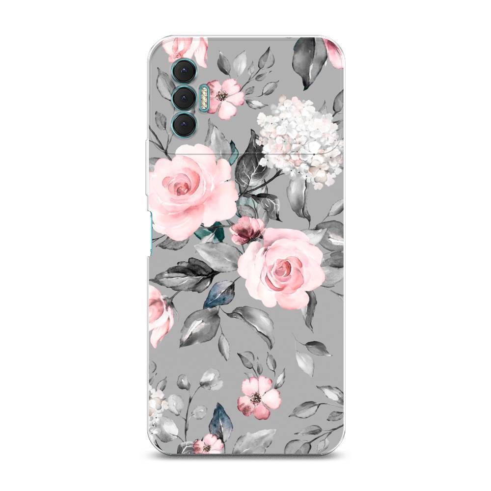 

Силиконовый чехол "Розы на сером" на Tecno Spark 8P, 301450-8