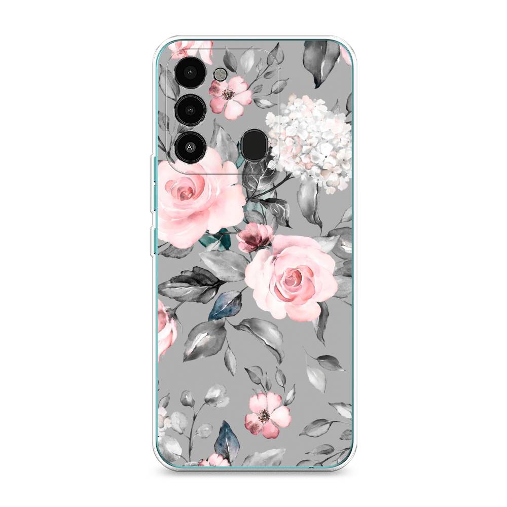 

Силиконовый чехол "Розы на сером" на Tecno Spark 8C, 301350-8